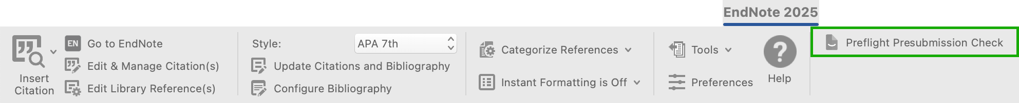 Image of EndNote CWYW toolbar